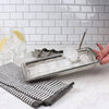 Handcrafted stainless steel ice cube tray with a release handle for easy ice removal, styled for use in Farm, Garden & Tool, Kitchen & Food, and Kitchen Gadgets collections.