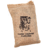 Handcrafted burlap bag filled with popcorn, featuring a silkscreened Amish Country design, ideal for Kitchen & Food, Snacks and Sweets, USA Made, and Best Sellers collections.