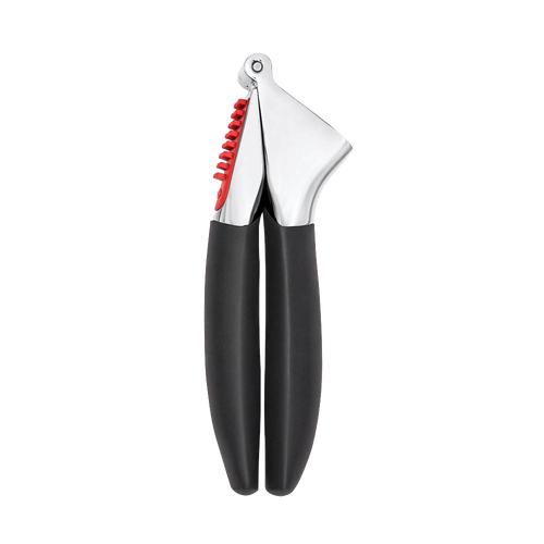 Garlic press featuring large crushing chamber and comfortable non-slip black handles for effortless use, ideal for Kitchen & Food, Kitchen Gadgets, and Cooking Helpers collections.