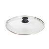 Round tempered glass lid with black knob handle and stainless steel rim, suitable for cookware in Kitchen & Food, Cookware, Cast Iron, Pots and Pans, and Best Sellers collections.