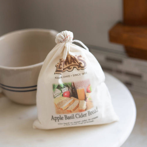 Natural fabric drawstring bag showcasing handcrafted apple basil cider bread mix with rustic design, perfect for Kitchen & Food, Pantry, Dry Goods and Mixes, Best Sellers, Promo Eligible collections.