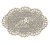 Cream-colored vintage-style lace doily with intricate floral patterns, handcrafted in the USA, perfect for Home & Decor and Home Textiles collections.