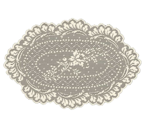 Cream-colored vintage-style lace doily with intricate floral patterns, handcrafted in the USA, perfect for Home & Decor and Home Textiles collections.