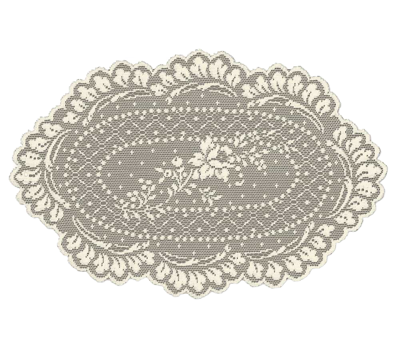 Cream-colored vintage-style lace doily with intricate floral patterns, handcrafted in the USA, perfect for Home & Decor and Home Textiles collections.