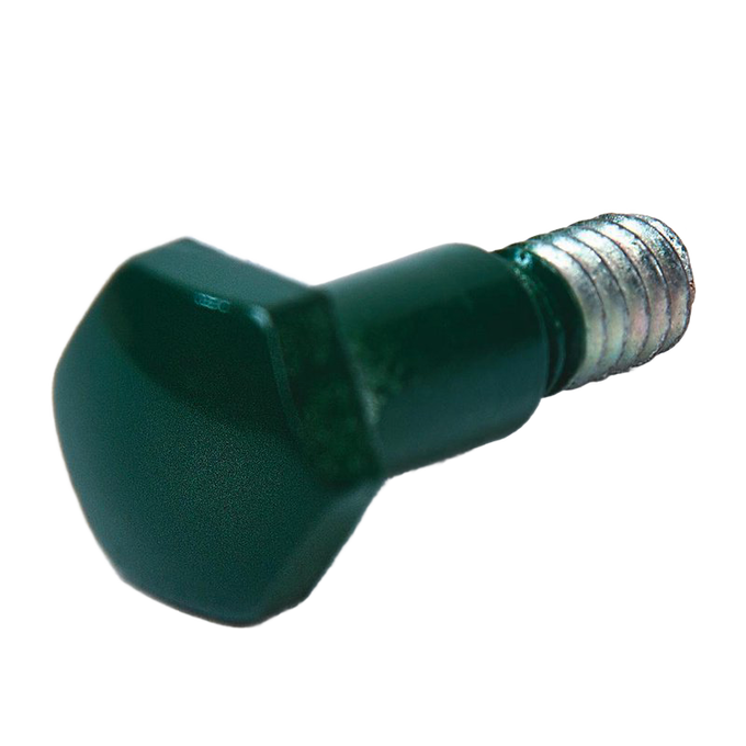 Replacement crank wheel bolt with green plastic handle and metal threaded shaft, designed for use in farm, garden & tool, kitchen & food, and apple harvest specialty equipment collections.
