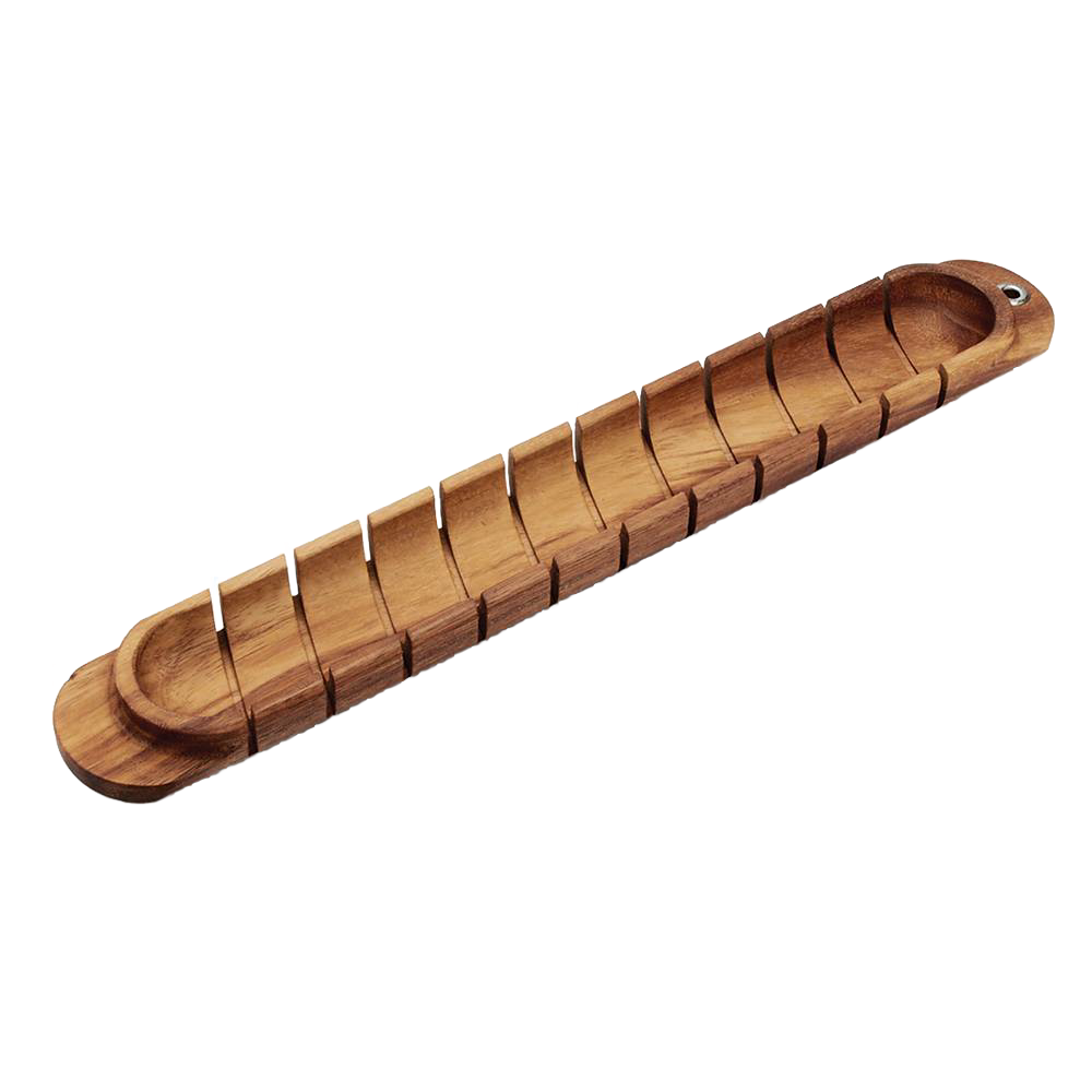 Handcrafted Acacia hardwood baguette miter with evenly spaced slots for precise slicing, featured in Kitchen & Food, Food Prep, Choppers and Cutters, and Best Sellers collections.