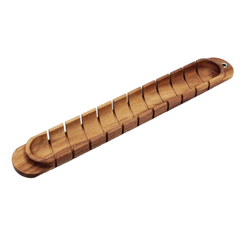 Handcrafted Acacia hardwood baguette miter with evenly spaced slots for precise slicing, featured in Kitchen & Food, Food Prep, Choppers and Cutters, and Best Sellers collections.