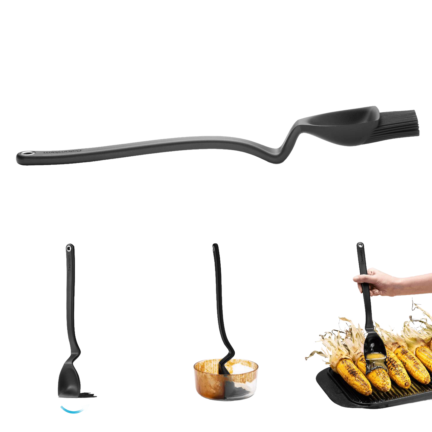 Long-handled BBQ Brizzle basting brush with a deep, flexible scooping head designed to efficiently lift and spread sauces while grilling, ideal for Kitchen & Food and Grilling collections.