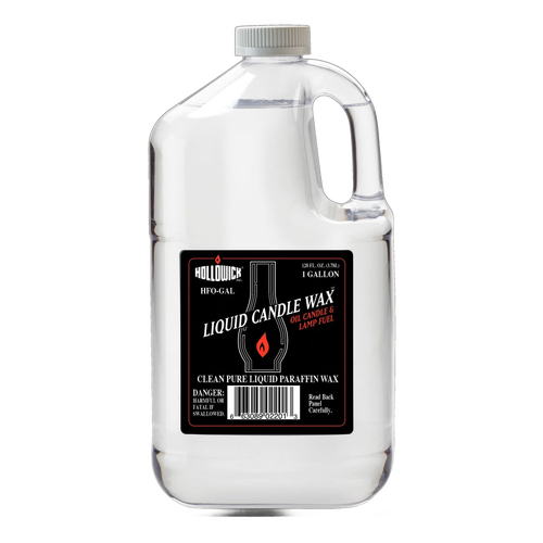 Clear plastic 1-gallon jug of liquid paraffin candle wax fuel labeled for use as oil candle and lamp fuel, featured in Lamps & Lighting, Parts and Accessories, Lamp and Lantern Fuel, Best Sellers, and Promo Eligible collections.