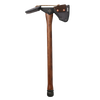 Pulaski axe with hand-sharpened 1055 high carbon steel head and hardwood handle, featuring a protective canvas sheath, ideal for farm, garden, digging, and wood-cutting tasks.