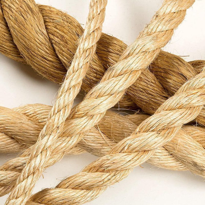 Close-up of entwined natural fiber ropes in varying thicknesses, showcasing smooth, durable texture ideal for Farm, Garden & Tool, Farm Tools, and Hand Tools and Hardware collections.