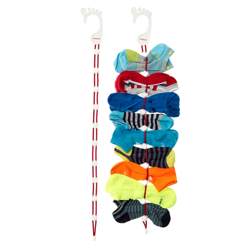 Set of two handcrafted SockDock organizers made with sturdy materials, each holding multiple pairs of colorful socks, designed for Laundry Supplies, Wash Day Accessories, and Home & Decor collections.