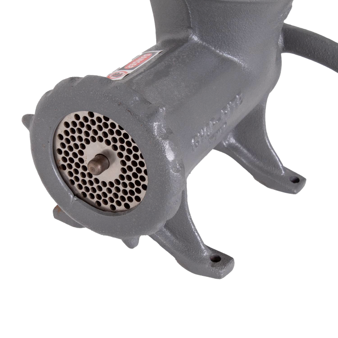 Gray metal bolt-down meat grinder with durable Xylon coating and cast iron body, designed for frequent use in Kitchen & Food, Specialty Equipment, Butchering Supplies, and USA Made collections.
