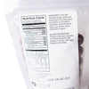 Back of resealable bag showing nutrition facts and ingredients for chocolate covered raisins, made in USA, featured in Kitchen & Food, Snacks and Sweets, Candy, USA Made, and Best Sellers collections.
