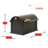 Handcrafted black mailbox with gold flag and handle, featuring classic Balmoral design, made in USA, perfect for Home & Decor, Mailboxes and Address Signs, and Best Sellers collections.