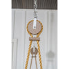 Close-up of a handcrafted rope and pulley system with metal chain and wooden components, designed for smooth, quiet swinging, made in USA, featured in Home & Decor, Outdoor Furniture, Best Sellers, and Promo Eligible collections.