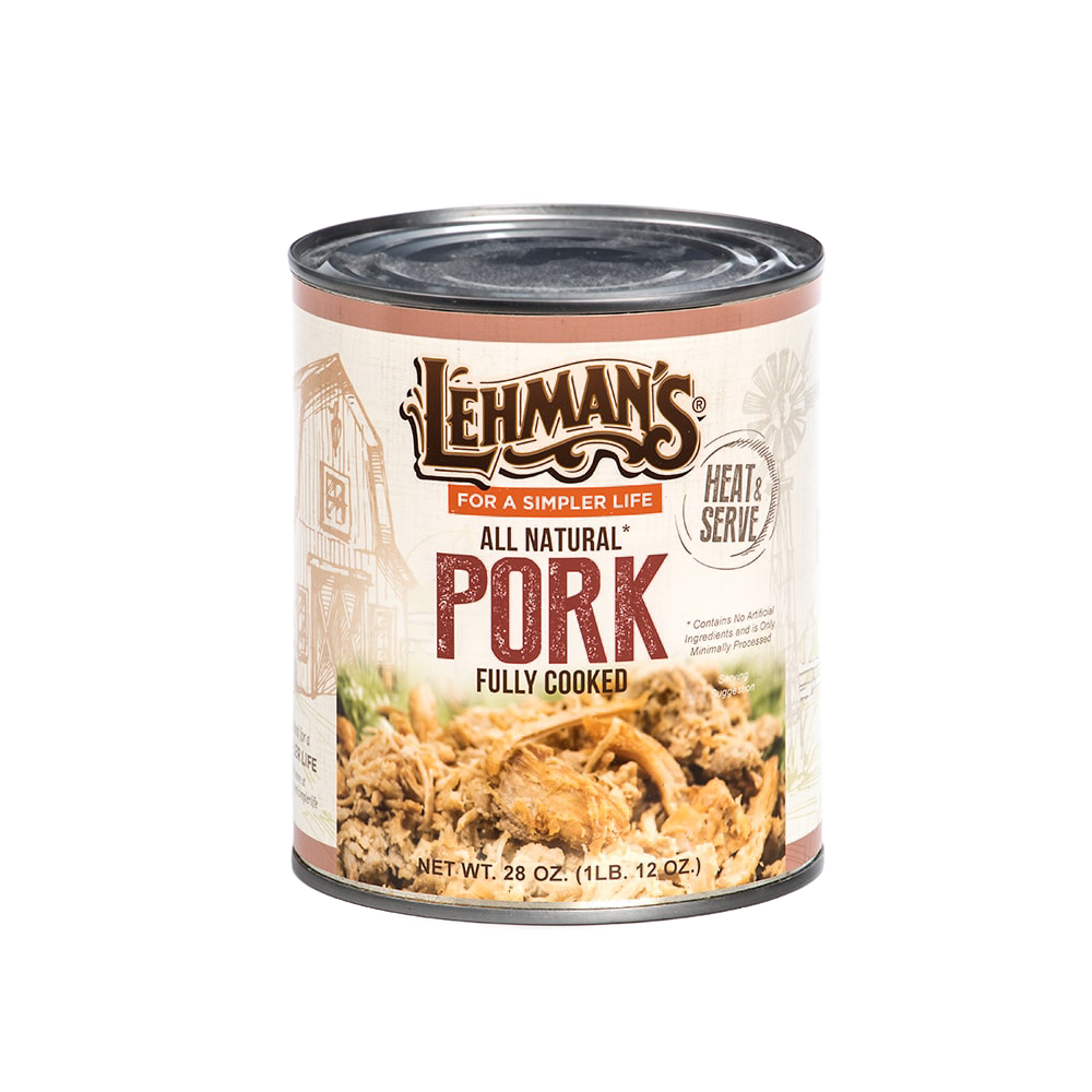 Handcrafted all-natural canned pork, fully cooked and ready to heat, ideal for Farm, Garden & Tool, Kitchen & Food, Emergency Supplies, Food, Meats, Best Sellers, and Promo Eligible collections.