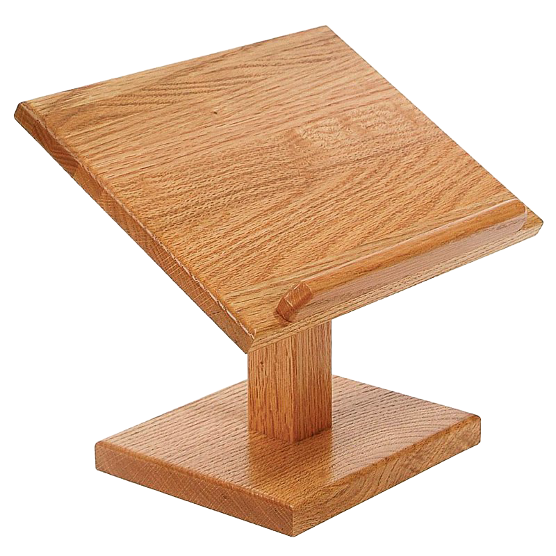 Handcrafted solid oak cookbook holder with a clear, silky-smooth finish, designed in the USA for Kitchen & Food, Kitchen Accessories, Amish Made, Best Sellers, and Promo Eligible collections.