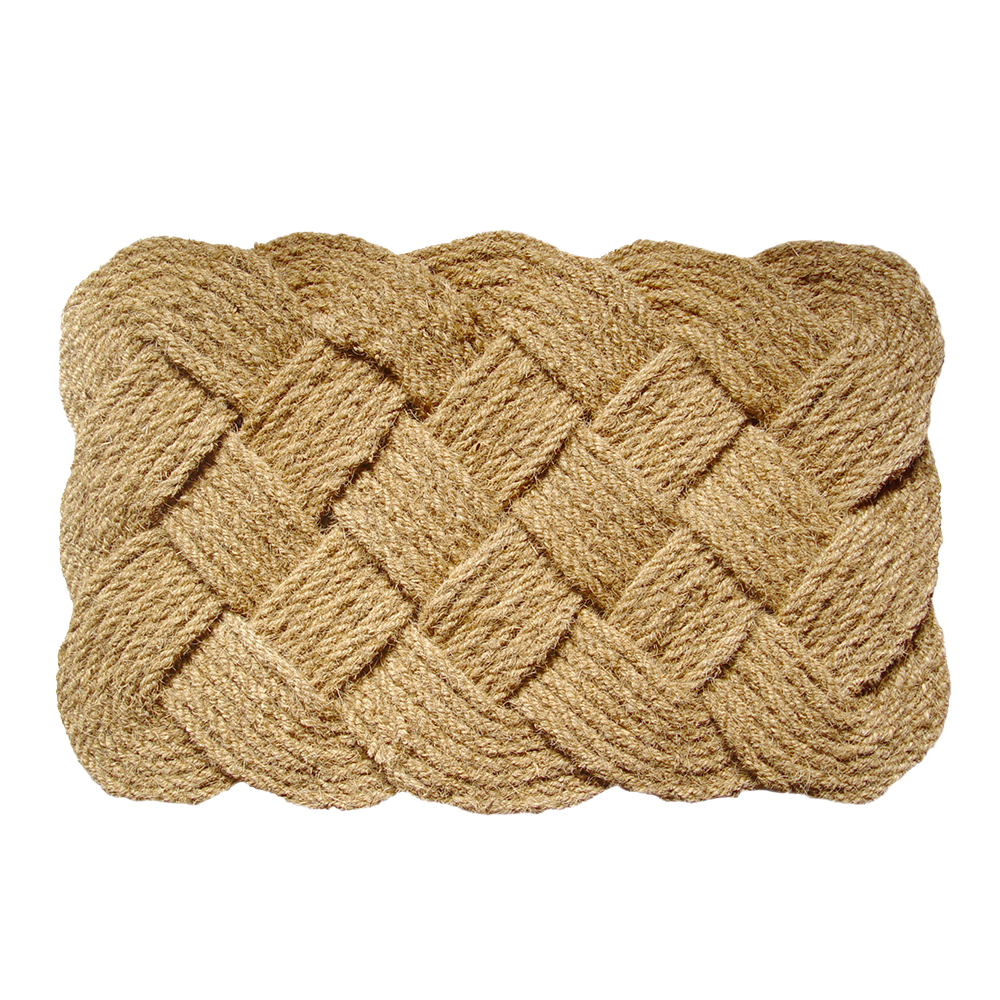 Handcrafted natural coconut fiber doormat with a thick woven pattern in a rustic style, featured in Home & Decor, Home Textiles, Best Sellers, and Promo Eligible collections.
