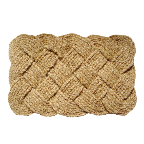Handcrafted natural coconut fiber doormat with a thick woven pattern in a rustic style, featured in Home & Decor, Home Textiles, Best Sellers, and Promo Eligible collections.