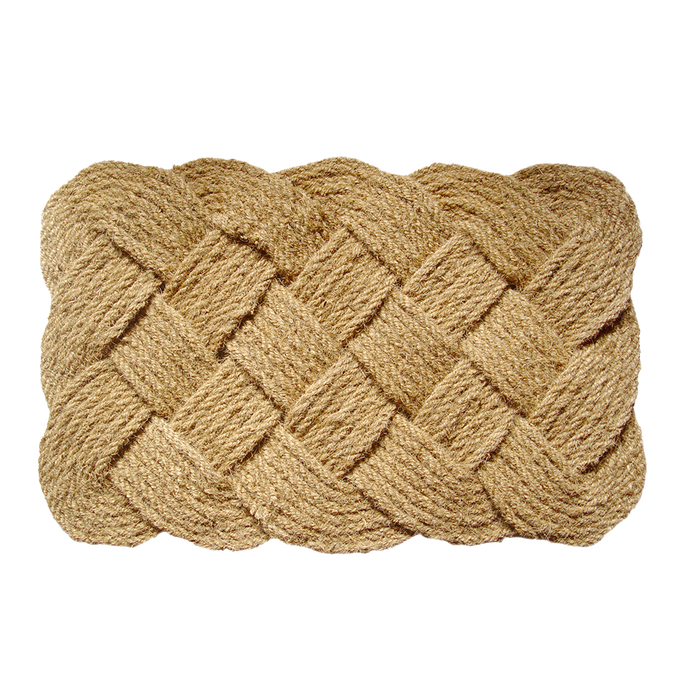 Handcrafted natural coconut fiber doormat with a thick woven pattern in a rustic style, featured in Home & Decor, Home Textiles, Best Sellers, and Promo Eligible collections.