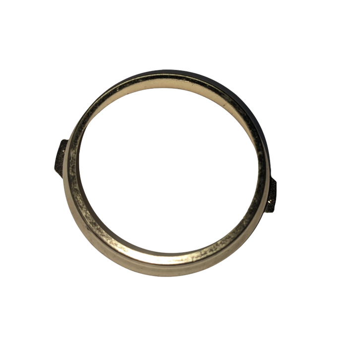 Brass retaining ring with a vintage finish, designed as a component for electric conversion kits in lamps and lighting, suited for emergency supplies and parts collections.