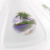 White glass oil lamp shade featuring a delicate painted beach scene with palm trees and shoreline, designed for lamps and lighting, ideal for parts and accessories collections.