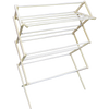 Handcrafted queen-size floor clothes dryer with close-grained, smoothly finished wood and white-coated dowels, made in USA, ideal for compact spaces in Home & Decor and Laundry Supplies collections.