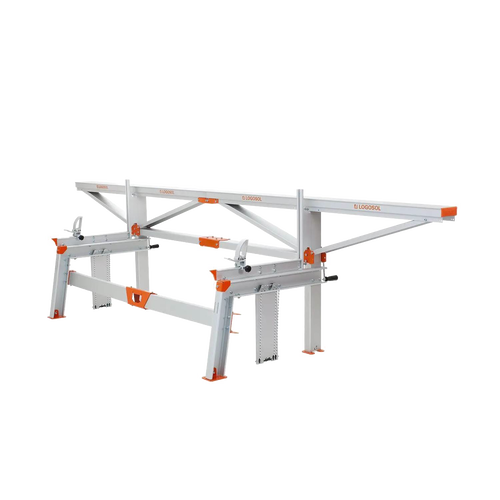 Heavy-duty portable chain sawmill frame with metal construction and orange accents, designed for milling large logs, featured in Farm, Garden & Tool, Wood Cutting and Hauling, and Best Sellers collections.
