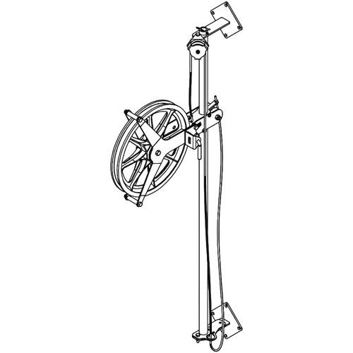 Galvanized steel elevator pole kit with mounting brackets and nylon rope, handcrafted in USA for raising Workhorse pulley clotheslines in Home & Decor and Laundry Supplies collections.