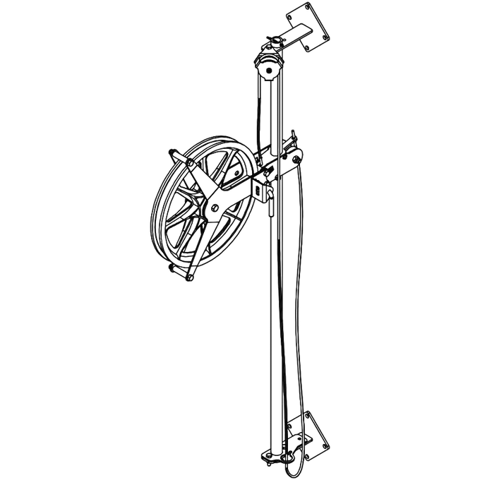 Galvanized steel elevator pole kit with mounting brackets and nylon rope, handcrafted in USA for raising Workhorse pulley clotheslines in Home & Decor and Laundry Supplies collections.