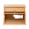 Handcrafted oak roll-top bread box with drawer in light honey-brown finish, smooth sanded and made in USA by Amish artisans, ideal for Kitchen & Food and Storage and Serving collections.