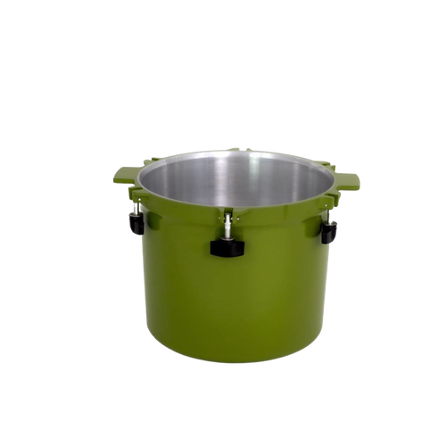 Bright green pressure canner pot with sturdy handles and locking clamps, designed for safe food preservation in Kitchen & Food, Food Preservation, Canning, and USA Made collections.