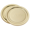 Two wide-mouth metal canning jar lids with embossed "superb" logo, designed for secure sealing, featured in food preservation and kitchen collections, made in USA.