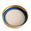 Set of twelve gold-tone metal canning jar bands paired with white lids featuring a blue sealing gasket, crafted in USA and ideal for kitchen, food preservation, and canning collections.