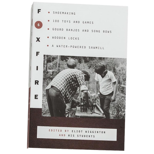 Paperback book cover for a heritage and lifestyle collection featuring Appalachian crafts, toys, and traditional skills with a vintage photo of people working outdoors.