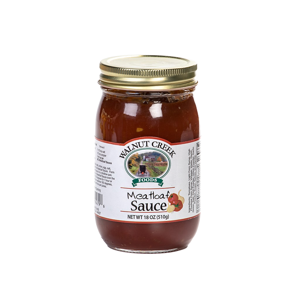 Glass jar of handcrafted meatloaf sauce with golden lid, made in USA, featuring rich tomato and spice blend, perfect for Kitchen & Food, Pantry, and Best Sellers collections.