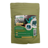 Matte olive-green resealable pouch featuring a detailed label with images and descriptions of an aerobic compost mixture, designed for Farm, Garden & Tool and Composting collections.