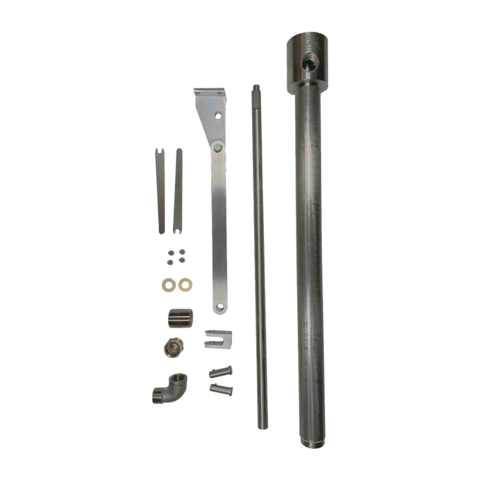 Set of metal components for a robust pitless water pump system, crafted in the USA, designed for durability and reliable deep well water access in appliances and water pump applications.