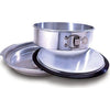Aluminum springform pan with leak-proof silicone ring and easy-lock latch, featuring a removable water basin, ideal for baking delicate desserts in Kitchen & Food and Baking Supplies collections.