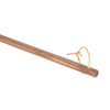 Close-up of the wooden handle of a handcrafted Amish broom featuring a natural leather loop, part of USA Made and Hearth Accessories collections.