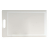 Durable high-density plastic cutting board with one grooved side to catch juices and a smooth side for versatile food prep, featuring a convenient handle, ideal for Kitchen & Food and Food Prep collections.