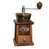 Handcrafted walnut and stainless steel coffee grinder with top crank, featuring adjustable conical burr for consistent grinding, ideal for Kitchen & Food and Brewing Coffee and Tea collections.