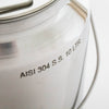Close-up of a 10-liter capacity small stainless steel milk can made from shining 304 grade seamless steel, featuring a sturdy handle and smooth finish, ideal for farm and animal care use.