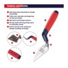 Durable 4-inch hardened carbon steel archaeology trowel with rigid blade and ergonomic soft-feel red handle, designed for Farm, Garden & Tool, Digging and Cultivating, Hand Tools and Hardware collections.