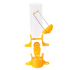 Handcrafted clear poly tube finch feeder with six yellow feeding ports and seed catcher, designed to keep nyjer seeds dry and attract birds, ideal for farm, garden, and animal care collections.