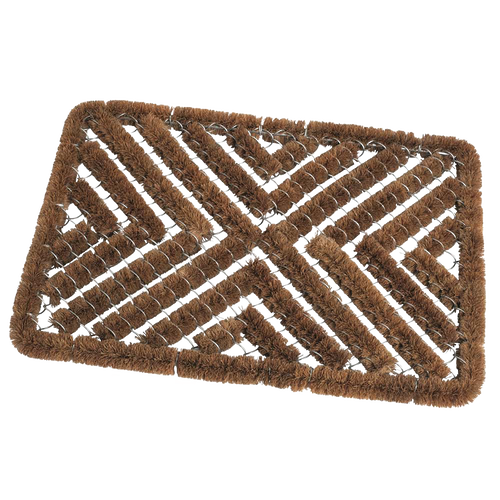 All-weather doormat crafted from durable coconut fiber and wire in a geometric design, water- and frost-resistant, ideal for porches and garden use in Farm, Garden & Tool and Garden Accessories collections.