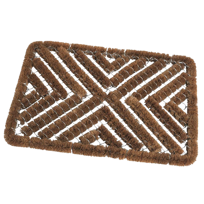 All-weather doormat crafted from durable coconut fiber and wire in a geometric design, water- and frost-resistant, ideal for porches and garden use in Farm, Garden & Tool and Garden Accessories collections.