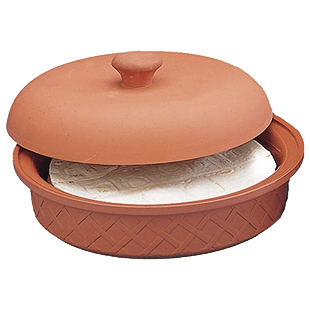 Handcrafted terra cotta tortilla warmer with a glazed interior, keeping tortillas warm and moist, featured in Kitchen & Food, Storage and Serving, Best Sellers, and Promo Eligible collections.