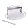 White flip-top butter dish featuring a built-in spreader cradle and matching spreader, designed for tidy butter storage and easy spreading in Kitchen & Food and Kitchen Accessories collections.